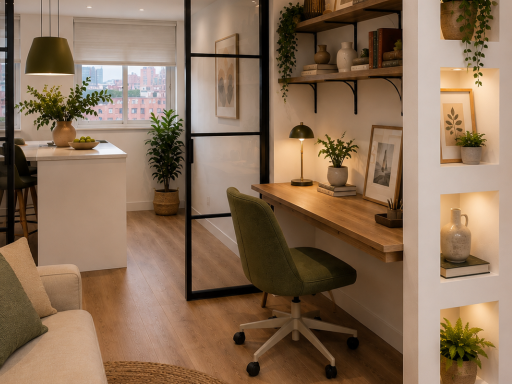 Home office cómodo y funcional diseñado para trabajar desde casa